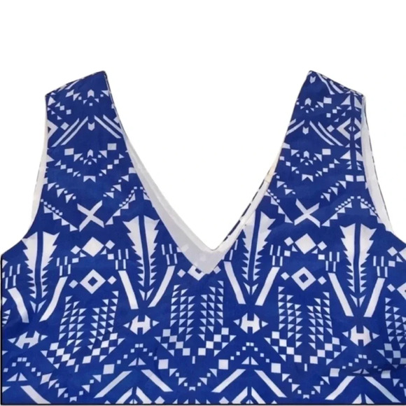 Sabine Blue White Geo Print Sleeveless Top Size XS - Picture 5 of 9